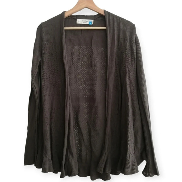 Anthropologie Sparrow Lightweight Open Knit Cotton Cashmere Brown Cardigan Med - Picture 14 of 14